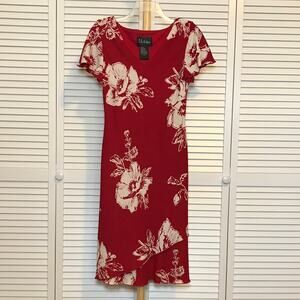 S.L. Fashion Vintage Floral V-Neck Midi Stretch Lined Sheath Dress 8